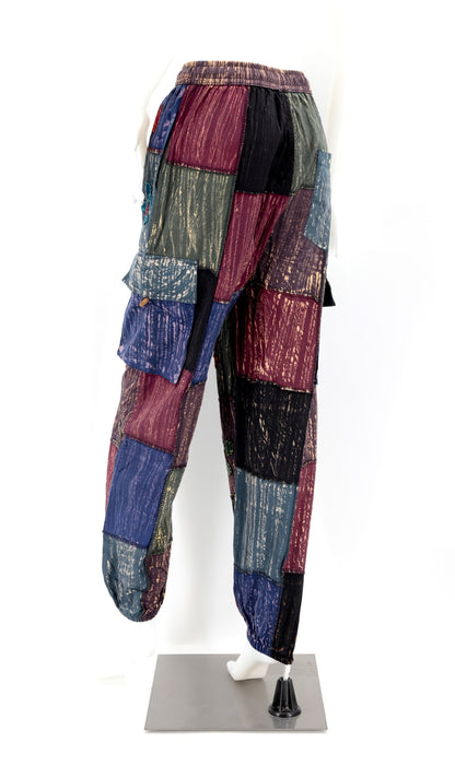 Floral Embroidered Patchwork Cargo Pants