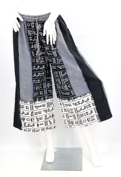 Free Spirited Artistic Patchwork Wide Leg Palazzo Pants