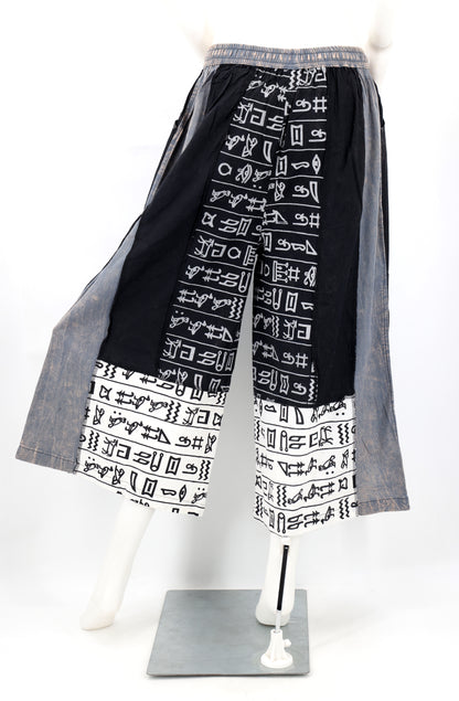 Free Spirited Artistic Patchwork Wide Leg Palazzo Pants