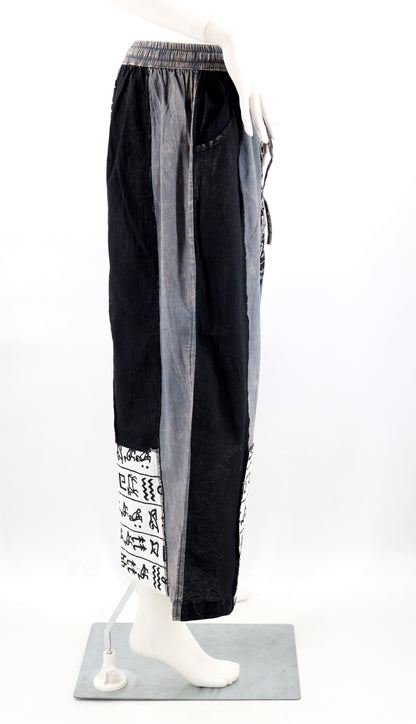 Free Spirited Artistic Patchwork Wide Leg Palazzo Pants