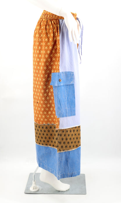 Free Spirited Artistic Patchwork Wide Leg Palazzo Pants