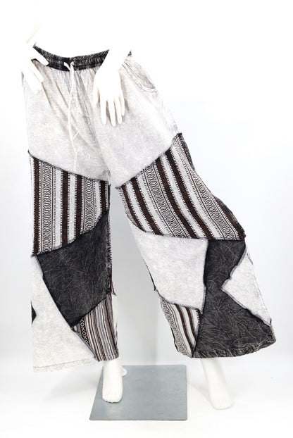 Free Spirited Artistic Patchwork Wide Leg Palazzo Pants