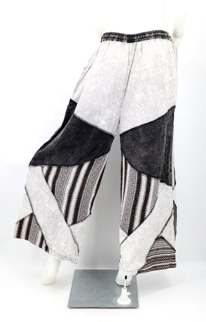 Free Spirited Artistic Patchwork Wide Leg Palazzo Pants