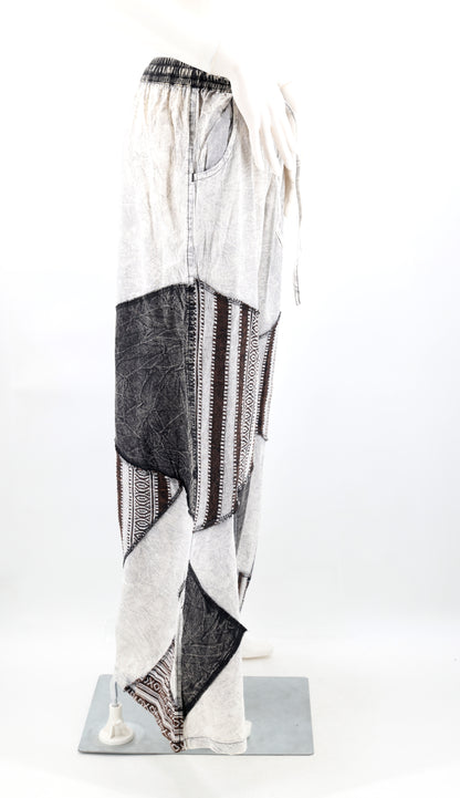 Free Spirited Artistic Patchwork Wide Leg Palazzo Pants