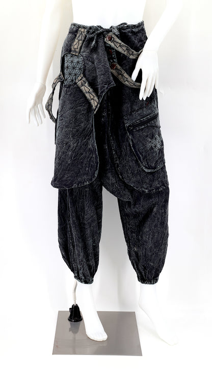 Faded Flower of Life Vintage Style Harem Pants