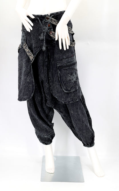 Faded Flower of Life Vintage Style Harem Pants