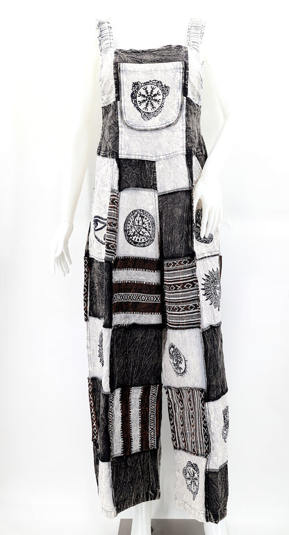 Pagan Symbol Patchwork Overalls | Gheri Wide Leg Jumpsuit