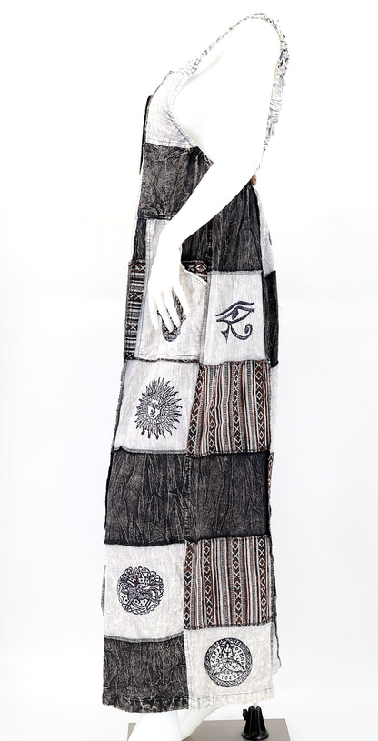 Pagan Symbol Patchwork Overalls | Gheri Wide Leg Jumpsuit