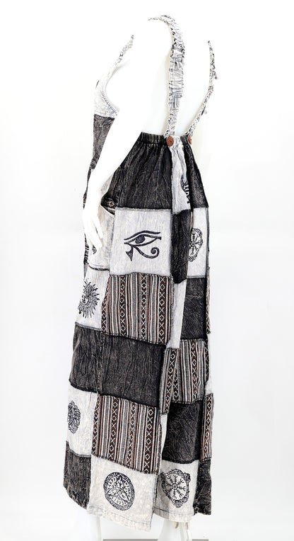 Pagan Symbol Patchwork Overalls | Gheri Wide Leg Jumpsuit