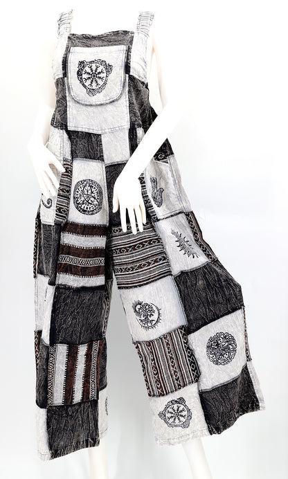 Pagan Symbol Patchwork Overalls | Gheri Wide Leg Jumpsuit