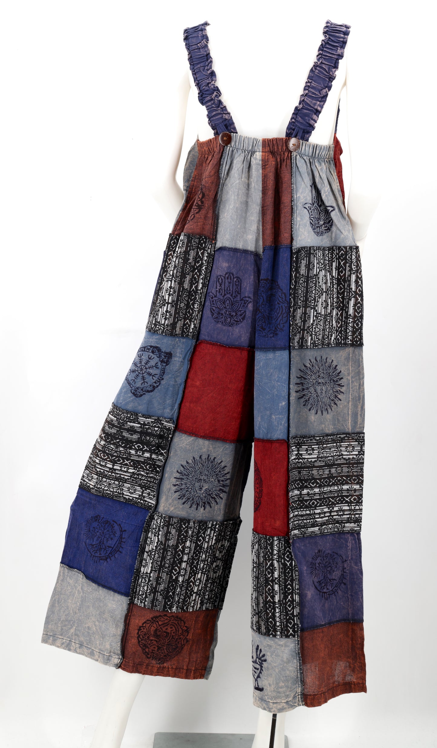 Pagan Symbol Patchwork Overalls | Gheri Wide Leg Jumpsuit