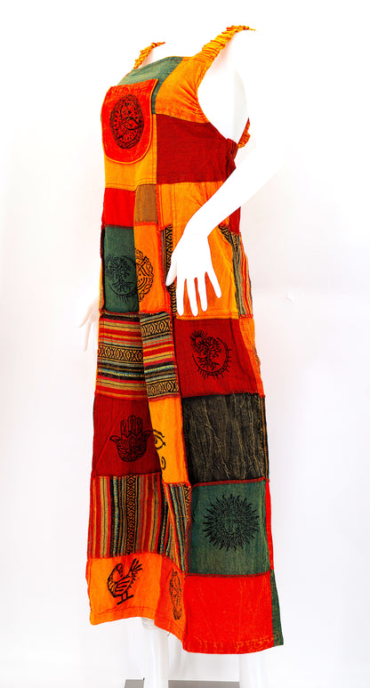 Pagan Symbol Patchwork Overalls | Gheri Wide Leg Jumpsuit