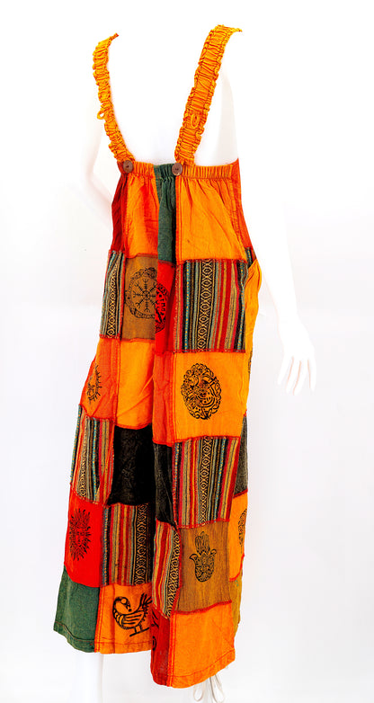 Pagan Symbol Patchwork Overalls | Gheri Wide Leg Jumpsuit