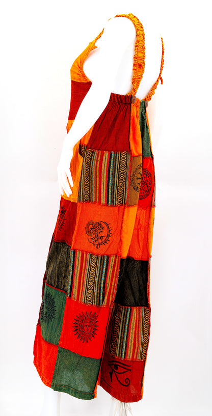 Pagan Symbol Patchwork Overalls | Gheri Wide Leg Jumpsuit