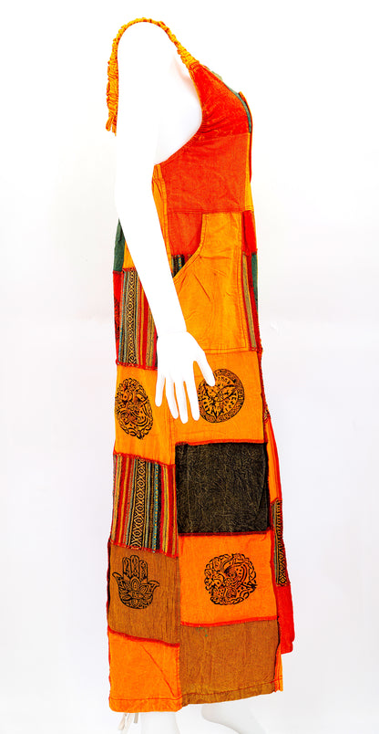 Pagan Symbol Patchwork Overalls | Gheri Wide Leg Jumpsuit