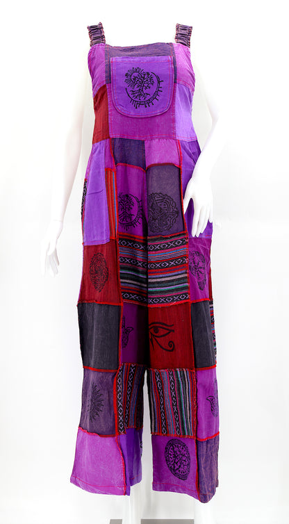 Pagan Symbol Patchwork Overalls | Gheri Wide Leg Jumpsuit