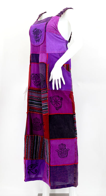 Pagan Symbol Patchwork Overalls | Gheri Wide Leg Jumpsuit
