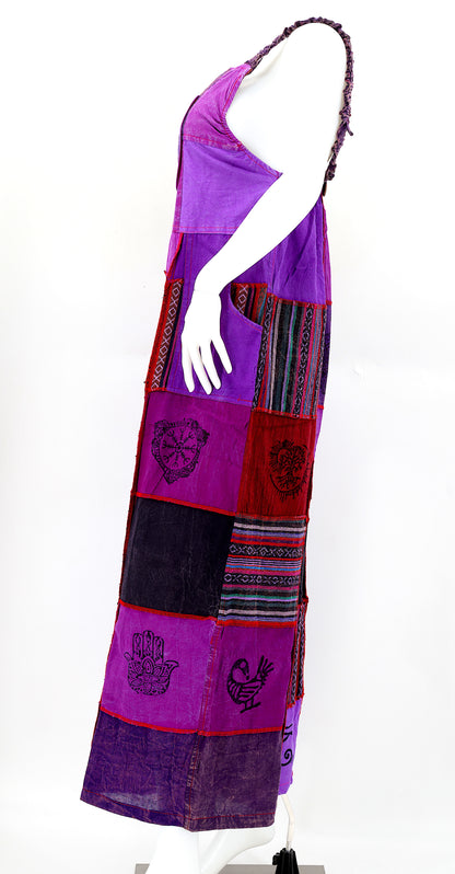 Pagan Symbol Patchwork Overalls | Gheri Wide Leg Jumpsuit