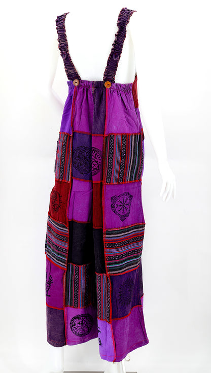 Pagan Symbol Patchwork Overalls | Gheri Wide Leg Jumpsuit
