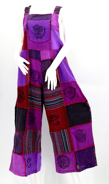 Pagan Symbol Patchwork Overalls | Gheri Wide Leg Jumpsuit