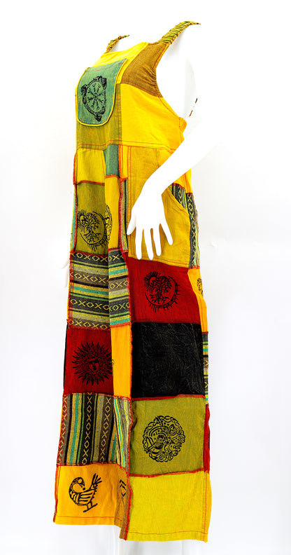 Pagan Symbol Patchwork Overalls | Gheri Wide Leg Jumpsuit
