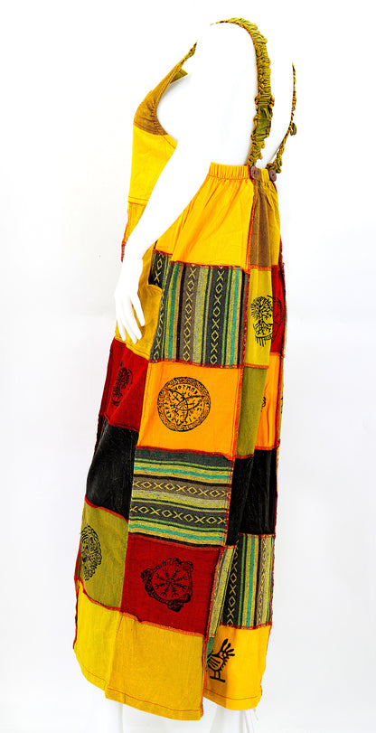 Pagan Symbol Patchwork Overalls | Gheri Wide Leg Jumpsuit