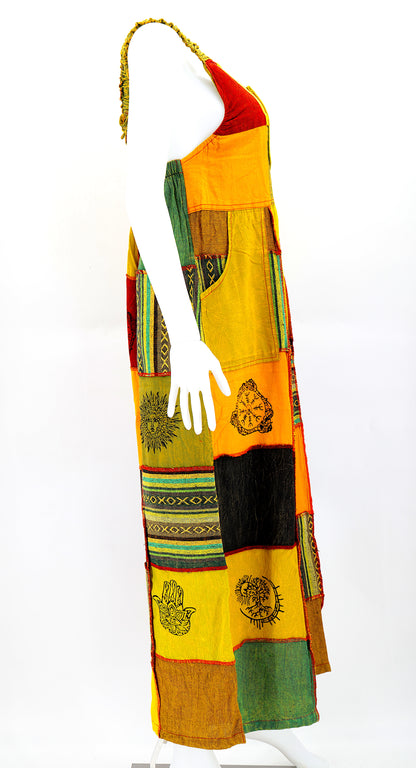 Pagan Symbol Patchwork Overalls | Gheri Wide Leg Jumpsuit
