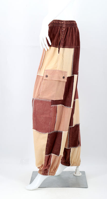 Multicolored Patchwork Cargo Pants | Cotton Harem Pants