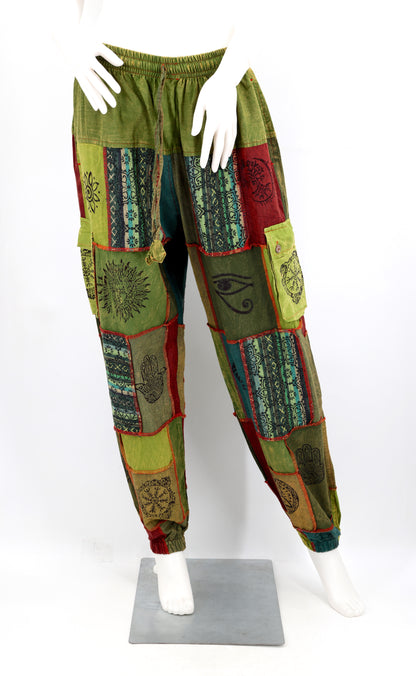 Old Gods Patchwork Cargo Harem Pants | Multi-Pocket Cotton