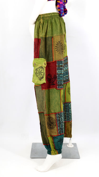 Old Gods Patchwork Cargo Harem Pants | Multi-Pocket Cotton