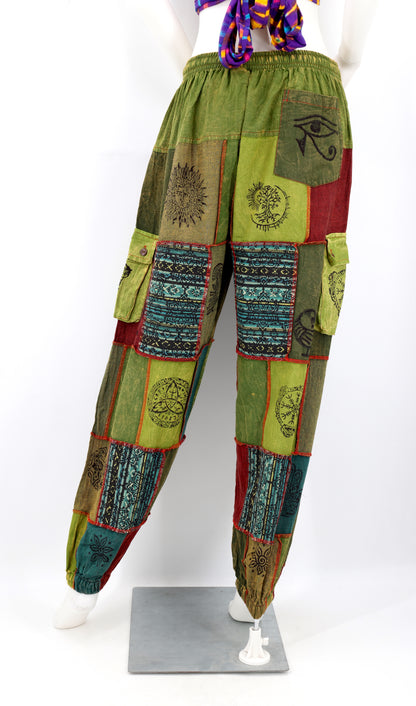 Old Gods Patchwork Cargo Harem Pants | Multi-Pocket Cotton