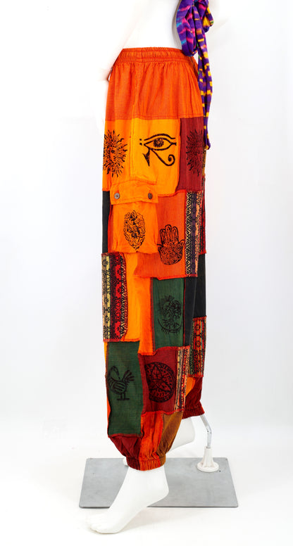 Old Gods Patchwork Cargo Harem Pants | Multi-Pocket Cotton