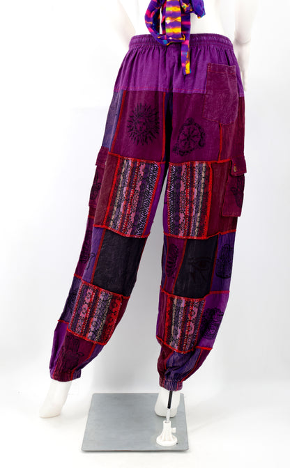Old Gods Patchwork Cargo Harem Pants | Multi-Pocket Cotton