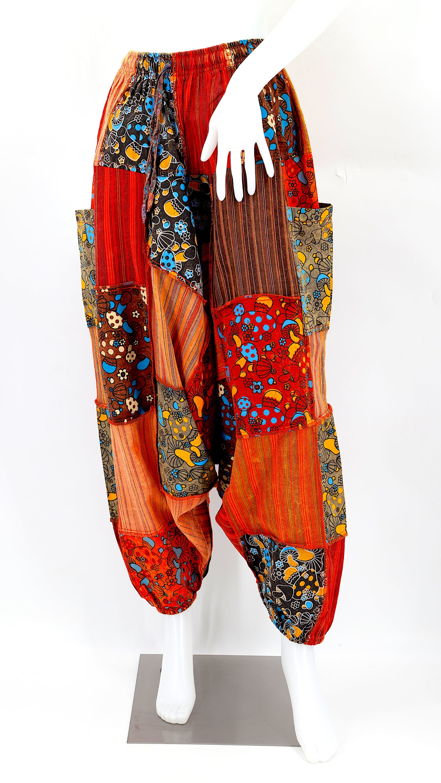 Cotton Hippie Handmade Harem Mushroom Designed Patchwork Bohemian Trousers