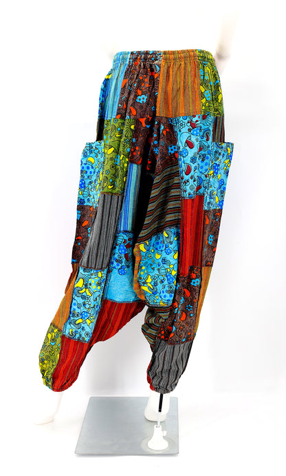 Drop Crotch Mushroom Patchwork Harem Pants