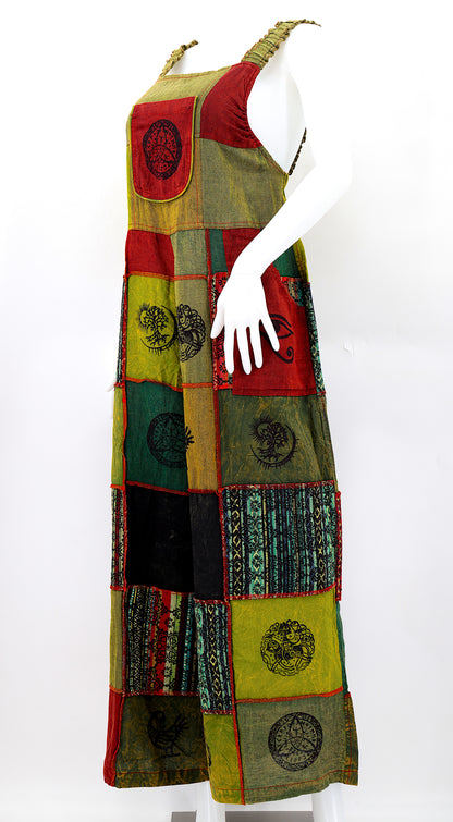 Pagan Symbol Patchwork Overalls | Gheri Wide Leg Jumpsuit