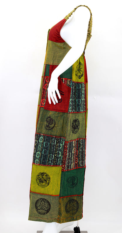 Pagan Symbol Patchwork Overalls | Gheri Wide Leg Jumpsuit