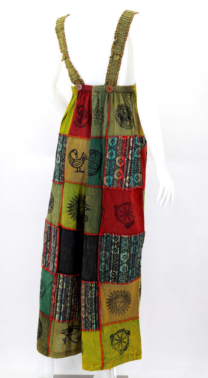 Pagan Symbol Patchwork Overalls | Gheri Wide Leg Jumpsuit