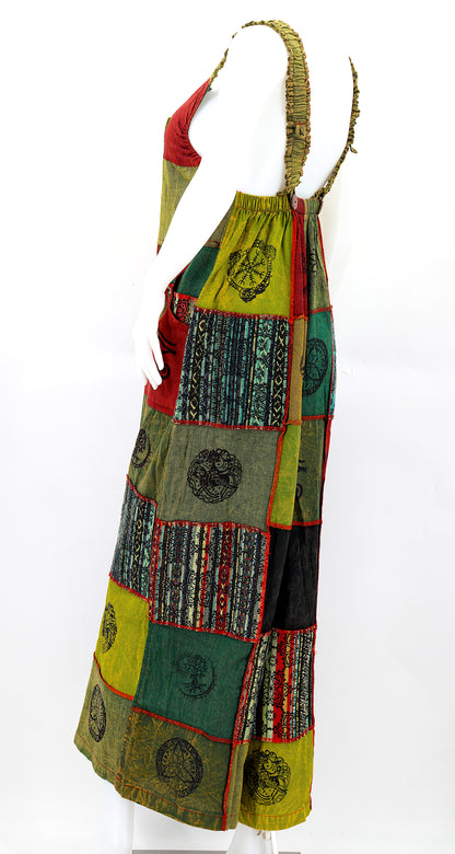 Pagan Symbol Patchwork Overalls | Gheri Wide Leg Jumpsuit
