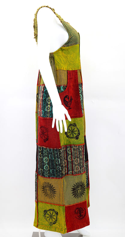 Pagan Symbol Patchwork Overalls | Gheri Wide Leg Jumpsuit