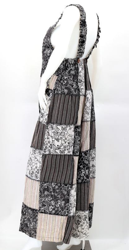 Mushroom Print Patchwork Overalls | Wide Leg Jumpsuit