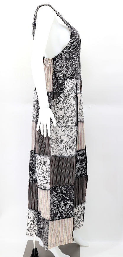 Mushroom Print Patchwork Overalls | Wide Leg Jumpsuit