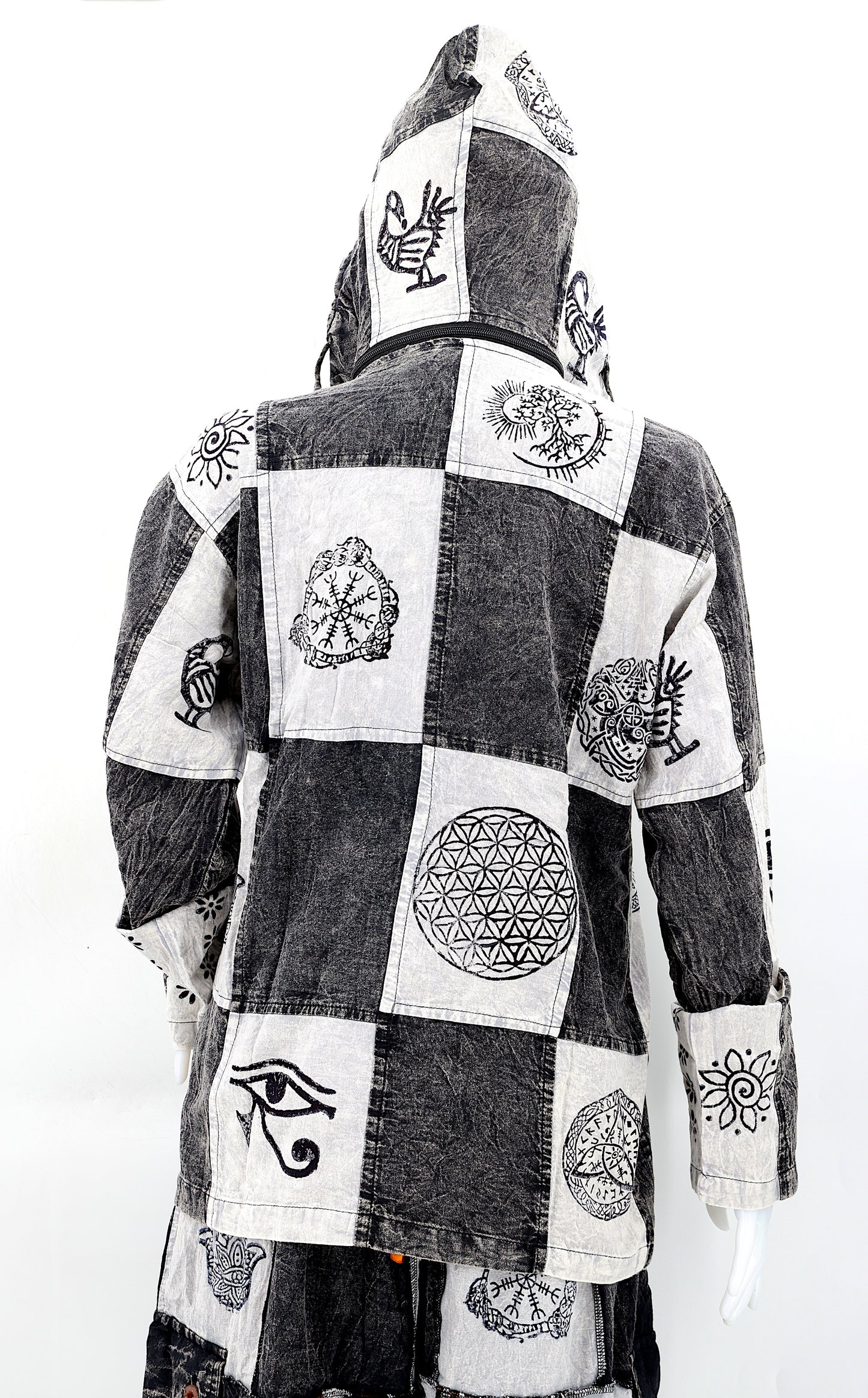 Cotton Hippie Handmade Patchwork Pagan Symbols Bohemian Jacket