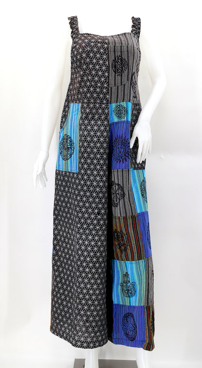 Flower of Life Pagan Symbol Overalls | Wide Leg Jumpsuit