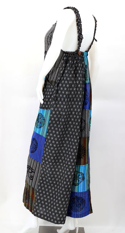 Flower of Life Pagan Symbol Overalls | Wide Leg Jumpsuit