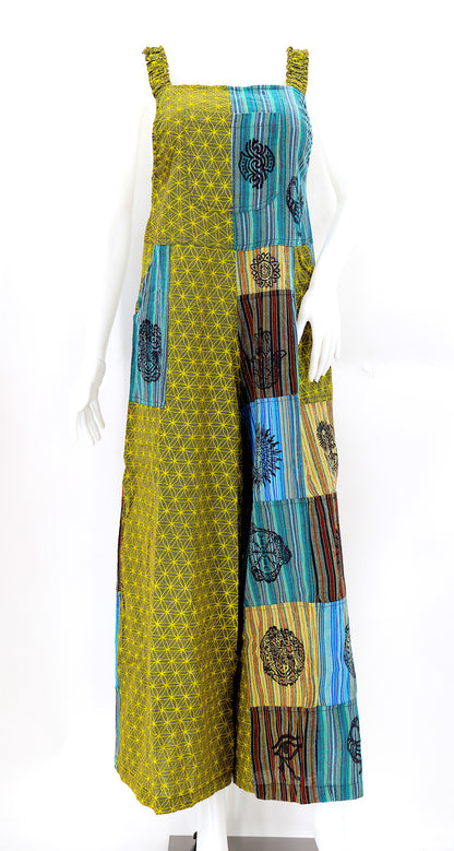 Flower of Life Pagan Symbol Overalls | Wide Leg Jumpsuit