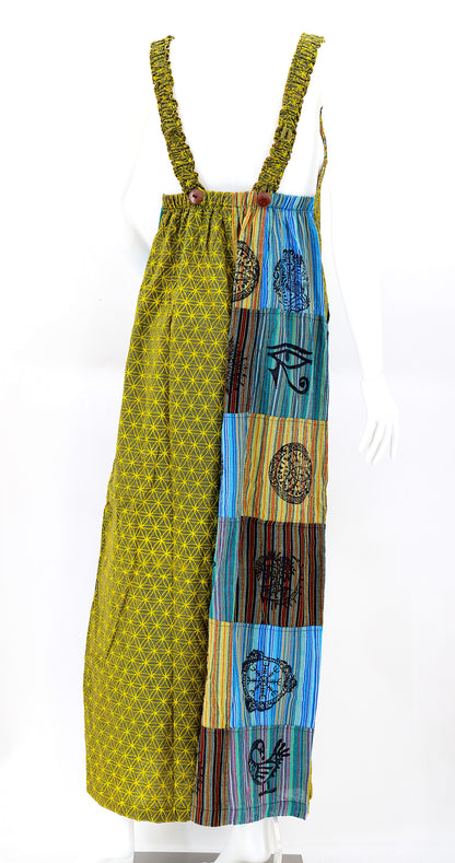 Flower of Life Pagan Symbol Overalls | Wide Leg Jumpsuit