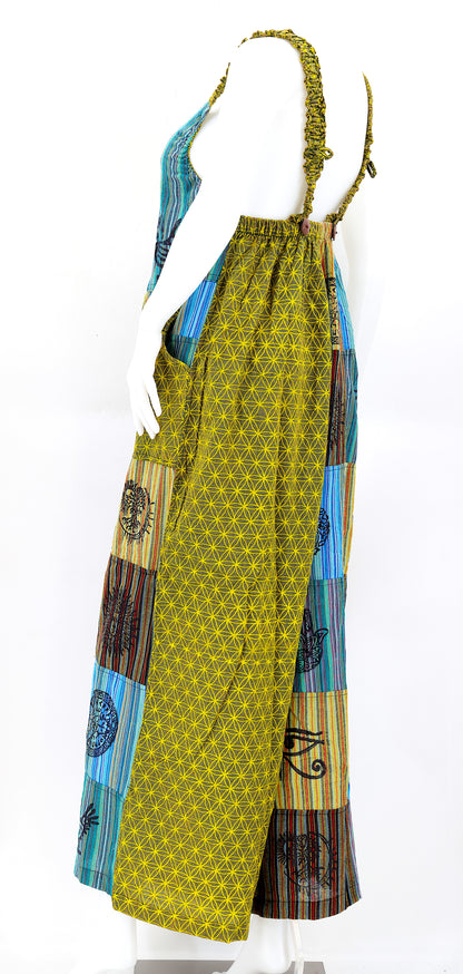 Flower of Life Pagan Symbol Overalls | Wide Leg Jumpsuit