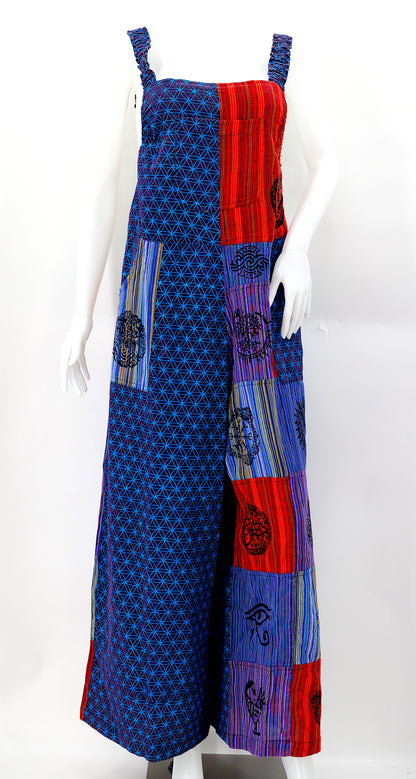 Flower of Life Pagan Symbol Overalls | Wide Leg Jumpsuit