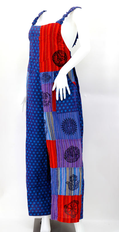 Flower of Life Pagan Symbol Overalls | Wide Leg Jumpsuit